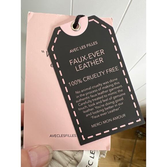 Avec Les Filles Tan Vegan Leather Paperbag Drawstring Waist Size 1X NWT - Picture 6 of 7